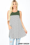 STRIPED POCKET TUNIC - ASST COLORS