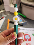 Daisy Silicone Beaded Pen or Keychain