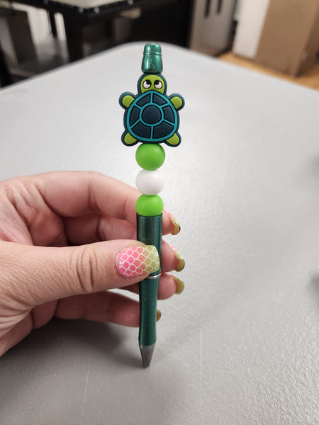 Turtle Silicone Beaded Pen or Keychain