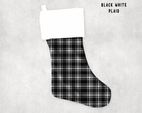 XMAS STOCKINGS-BLACK WHITE PLAID