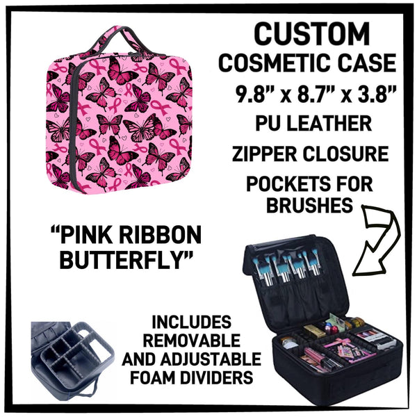 RTS - Pink Ribbon Butterfly Cosmetic Case