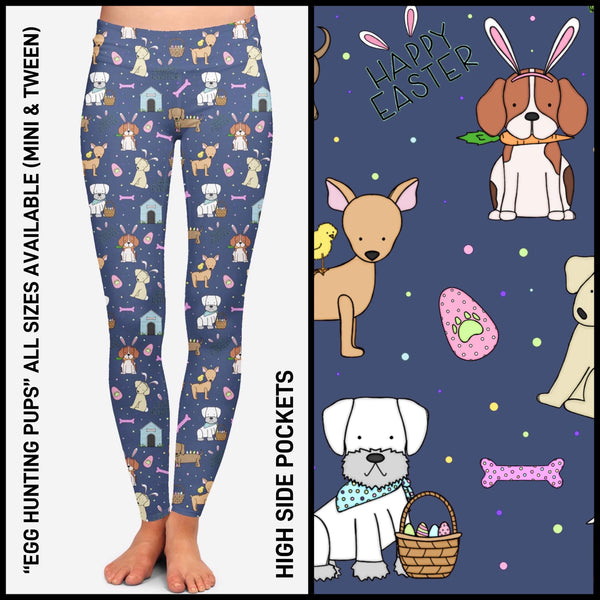 RTS - Egg Hunting Pups Leggings with High Side Pockets