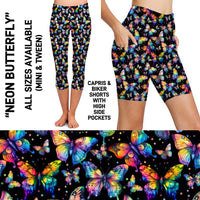RTS - Neon Butterfly Biker Shorts with Pockets