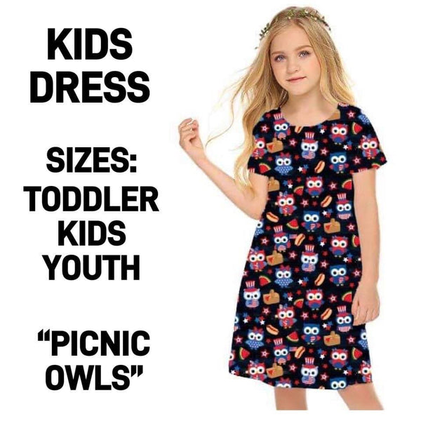 RTS - Picnic Owls Girls Dress
