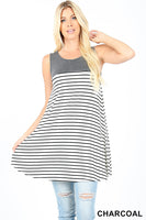 STRIPED POCKET TUNIC - ASST COLORS