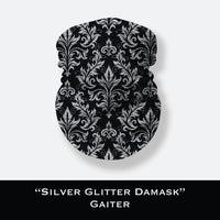 Silver Glitter Damask