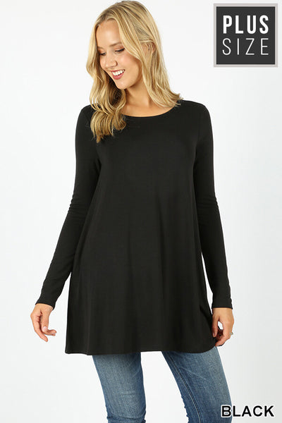 BOAT NECK FLARED TOP (PLUS) - ASST COLORS