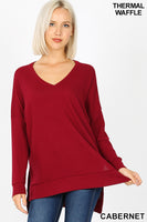 THERMAL WAFFLE SWEATER - ASST COLORS