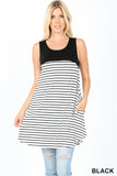 STRIPED POCKET TUNIC - ASST COLORS