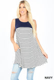 STRIPED POCKET TUNIC - ASST COLORS